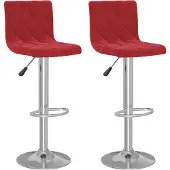 vidaXL Tabouret de bar 2 pcs. Velours rouge vin