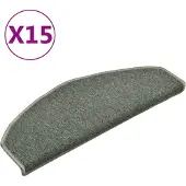 vidaXL Tapis d'escalier 15 pièces 65 x 24 x 4 cm Vert foncé Demi-rond Grand