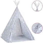 vidaXL Tente tipi pour enfants avec sac Polyester Gris 115x115x160 cm