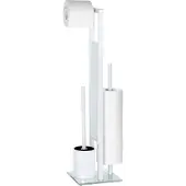 Wenko Garniture de toilette Rivalta blanc - Brosse de toilette avec support, Porte-rouleau et Porte-rouleau de rechange