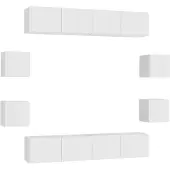 vidaXL Ensemble de 8 meubles TV blanc en bois composite