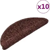 vidaXL Tapis d'escalier 10 pièces 65 x 21 x 4 cm Marron Demi-rond Grand