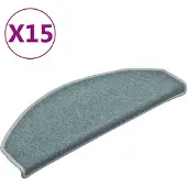 vidaXL Tapis d'escalier 15 pièces 65 x 24 x 4 cm Bleu mer Demi-rond Grand