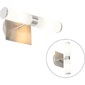 QAZQA Applique murale moderne pour salle de bain en acier IP44 2 lumières - Bath