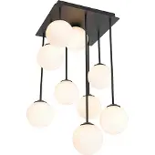 QAZQA Plafonnier moderne noir avec verre opale 9 lumières - Athènes