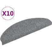 vidaXL Tapis d'escalier autocollants 10 pièces 65 x 21 x 4 cm Gris clair Demi-rond Grand