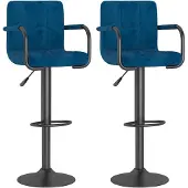 vidaXL Tabouret de bar 2 pcs. Velours bleu