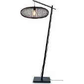 Good&Mojo - Lampadaire Cango - Bambou noir/noir - 80x60x176cm pour salon, chambre à coucher