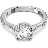Swarovski Bague Cocktail Constella, Taille Ronde, Pavé, Blanche, Métal Rhodié