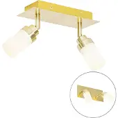 QAZQA Spot de salle de bain moderne en laiton 2 lumières IP44 - Japie