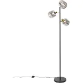 QAZQA Lampadaire noir avec or et verre fumé 3 lumières - Zuzanna