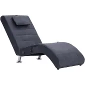 vidaXL Chaise longue de massage avec coussin Gris aspect daim