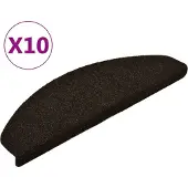 vidaXL Tapis d'escalier auto-adhésifs 10 pièces 65 x 21 x 4 cm Marron foncé Demi-rond Grand