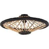 QAZQA Plafonnier oriental en bambou noir 60 cm - Evalin