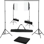 vidaXL Kit de studio photo avec boîtes à lumière et toile de fond