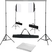 vidaXL Kit de studio photo avec boîtes à lumière et toile de fond