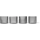 Ferm Living Ripple Verres bas - Lot de 4 Smoked Grey
