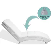 Casaria Chaise de relaxation blanche London en similicuir