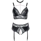 Cottelli Curves Ensemble Lingerie Effet Mouillé Grande Taille - Noir - 4XL
