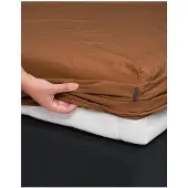 Essenza Drap Housse Essenza Minte Leather Brown (Satin)-90 x 210 cm