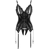 Cottelli - ensemble haut ouvert en dentelle et string - noir - M