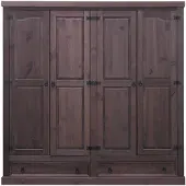 Ebuy24 New Mexico Armoire 4 pièces avec 2 tiroirs largeur 194 cm, hauteur 195 cm, teinte/cire de style colonial.