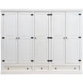 Ebuy24 New Mexico Armoire 5 tiroirs avec 3 tiroirs , largeur 244 cm, hauteur 195 cm, blanc/cire.