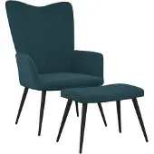 vidaXL Chaise de relaxation avec tabouret Bleu Velours