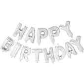 Globos Nordic Folsieballon Texte Joyeux anniversaire Argent
