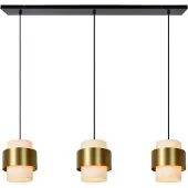 Lucide Suspension à plusieurs bras avec abat-jours en verre blanc et bordure dorée FIRMIN 3xE27 40W