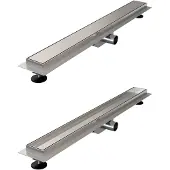 Brauer Caniveau de douche - 70x7x6.7cm - flasque de sol peu profonde - sortie latérale - grille de carrelage réversible - inox DR-MRF70NG