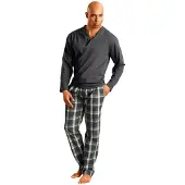 H.I.S. Pyjama long gris / vert