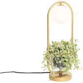 QAZQA Lampe de table Art déco dorée avec verre blanc - Isabella