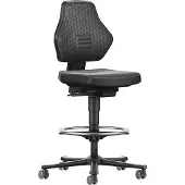 BIMOS Siège de travail Air Flow Roulettes + repose-pieds Rembourrage en similicuir noir 610-890 mm