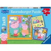 Ravensburger Puzzles 3 x 49 pièces : La famille et les amis de Peppa Pig