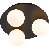 QAZQA Plafonnier de salle de bain moderne noir 3 lumières - Cederic