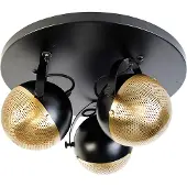 QAZQA Spot industriel noir avec laiton 3 lumières - Haicha