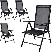 Casaria lot de 4 chaises de jardin à dossier haut anthracite en aluminium pliable résistant aux intempéries réglable