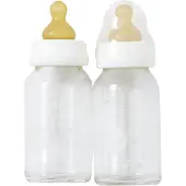 Hevea Biberons - 2 Pack - Verre et Caoutchouc Naturel - Blanc - - 0-3 mois - Biberon