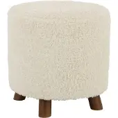 J-Line Footstool Hocker Sheep Paw Polyester White