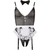 Cottelli collection - Body sexy de soubrette - lingerie noire - L