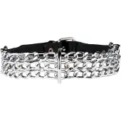 Zado - collier en cuir avec chaîne pour jeux de bondage (noir)