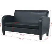 vidaXL Canapé à 2 places Cuir synthétique Noir