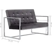 vidaXL Canapé 2 places avec accoudoirs Gris foncé Chrome et velours