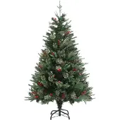 vidaXL Sapin de Noël avec pommes de pin Vert 120 cm PVC et PE
