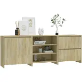 vidaXL Sideboard 3-pièces chêne Sonoma bois composite