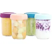 BabyMoov Babybols en verre Récipients pour aliments de bébé - pour conserver et congeler les purées de bébé 4 petits pots de 220ml 220ml 4 pièces