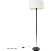 QAZQA Lampadaire noir avec abat-jour blanc 50 cm - Simplo