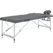 vidaXL Table de massage 3 zones Cadre en aluminium Anthracite 186x68cm