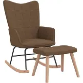 vidaXL Chaise à bascule Avec Tabouret Marron Tissu